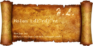 Holes Lóránt névjegykártya