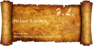Holes Lóránt névjegykártya